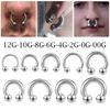 1Pc/lot Steel Big Large Size Horseshoe Ring Nose Piercing Ear Expander BCR Hoop Earring Septum 12-00G Male Intimate Body Zircon