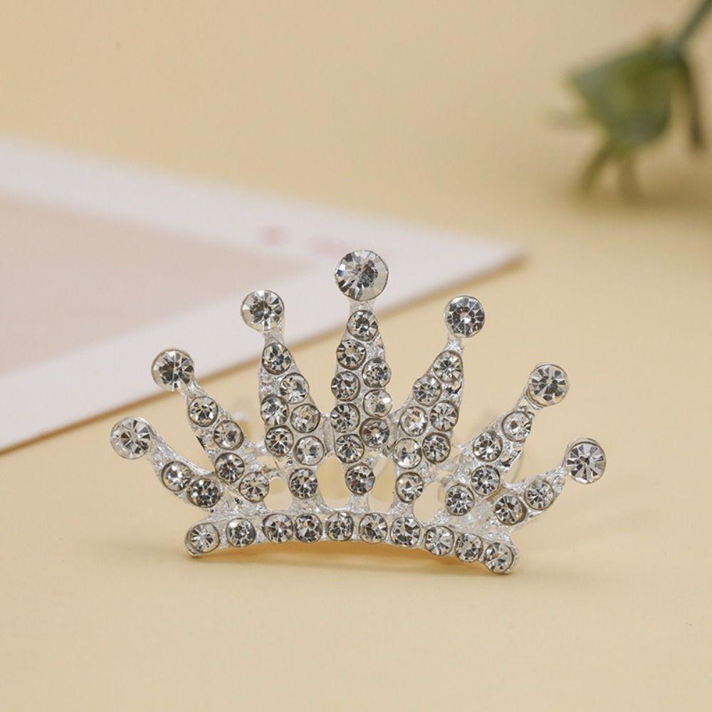 Love Heart Children Tiara Headband Star Rhinestone Hairpins Sweet Crystal Crown Hair Comb  Bridal