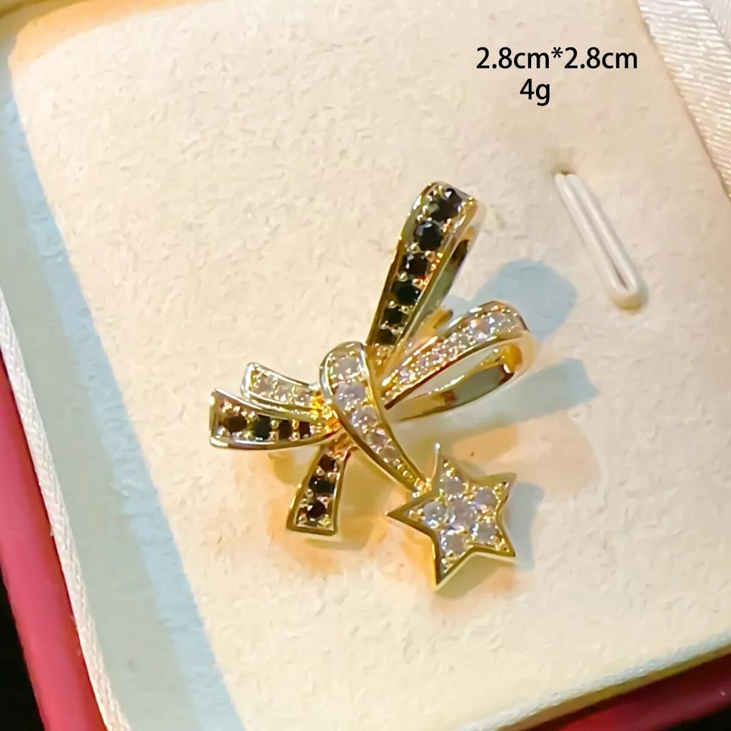 Korea Simple Geometry Square Zircon Small Flower Brooches Elegant Temperament  Bow Snowflake Dress Accessories Pins Girls Gifts