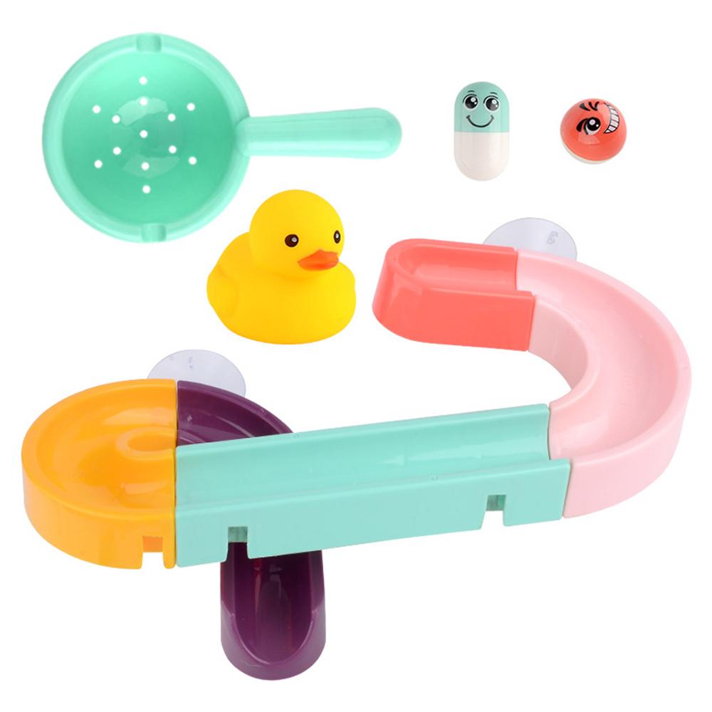 DIY Baby Bath Toys Wall Suction Cup Marble Race Run Track Bathroom Assembled Track Slippery Bath Toy Set For Children