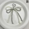 Sweet Bowknot Heart Keychain Pendant Lovely Beaded Hanging Decorations Keyring Charm Phone Lanyard Phone Charm Bag Pendant