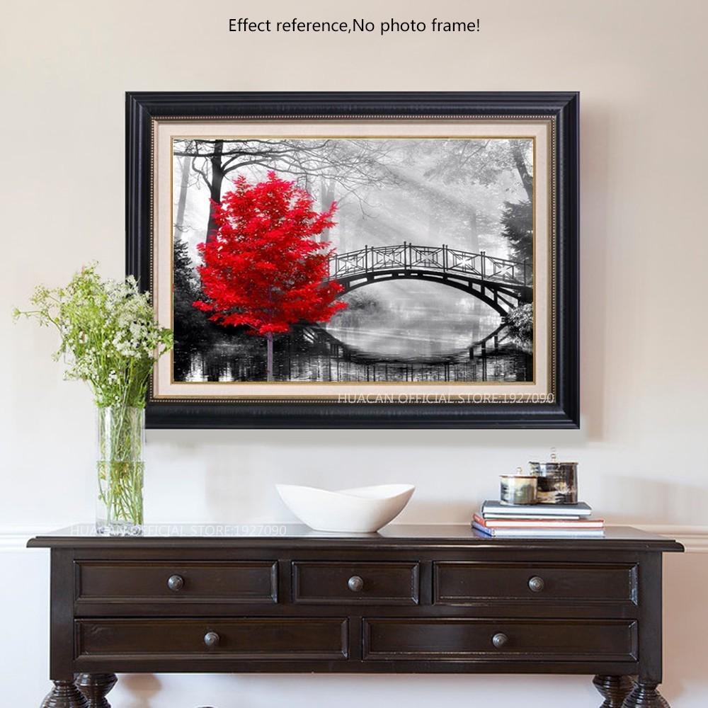 Diamond Painting Bridge And Tree 5D DIY Cross Stitch Full Display Diamond Embroidery