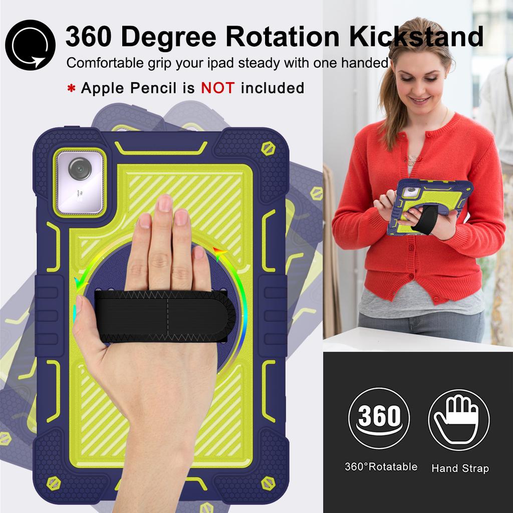 For Lenovo Tab M11/Xiaoxin Pad 11 2024 Case Silicone+PC Kickstand Tablet Cover with Shoulder Strap