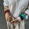 Яркий ретро геометрический браслет-манжета из акриловой смолы для женщин