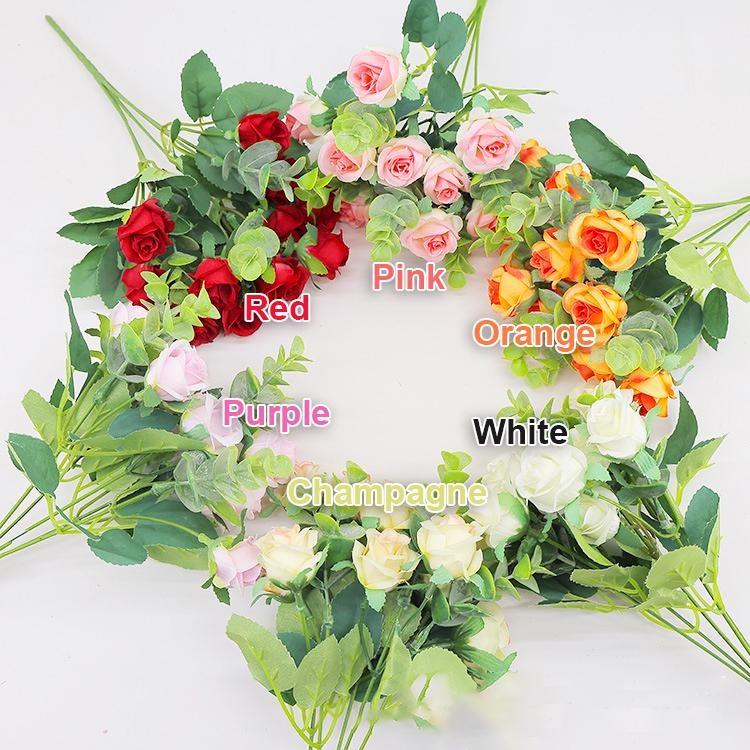 1/2/4 связки, 10 головок, искусственный цветок, шелковая роза, белые листья эвкалипта, букет пионов, искусственный цветок для свадебного стола, ваза для вечеринки, домашний декор