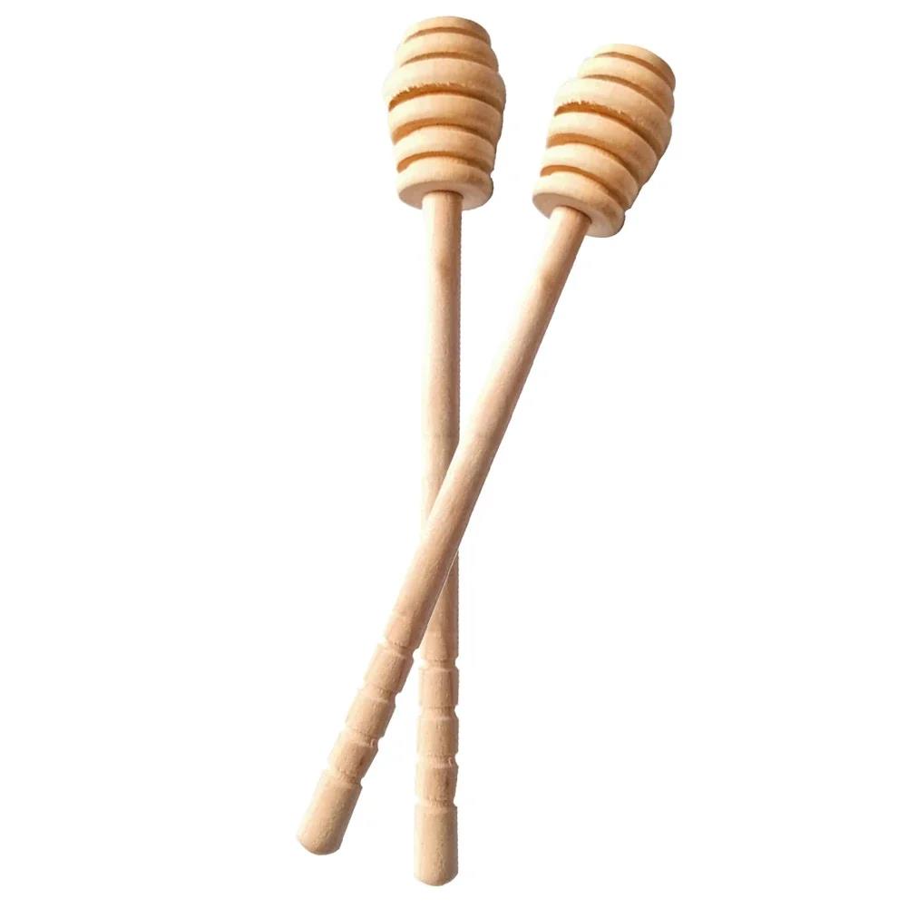 1/2/6pcs Wooden honey mixer stick coffee jam milk mixer stick handle jar spoon honey scoop4