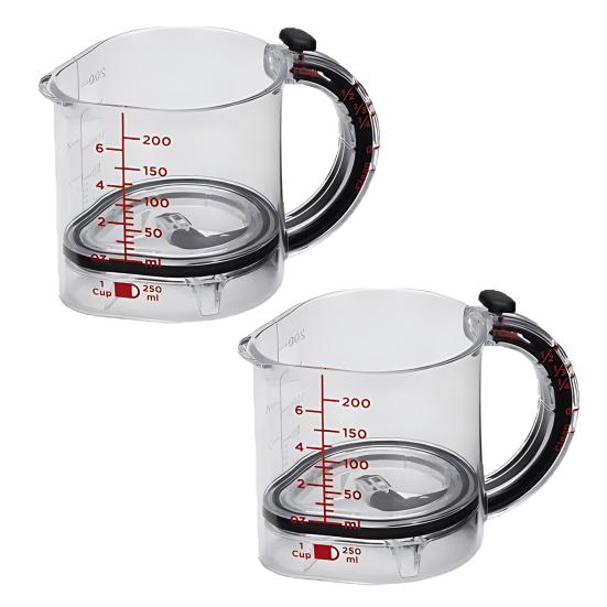 Мерный стакан 4-в-1 с регулировкой и краями-скребками. Многофункциональный кухонный аксессуар для выпечки и готовки.