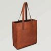 14 BY 14 Inch Large Goat Leather Shoulder Bag Tote Shopping Brown Women's