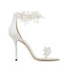 Open-toed Crystal Sandals Women's Stiletto Leather Wedding Rhinestone Back Zipper Party Heels