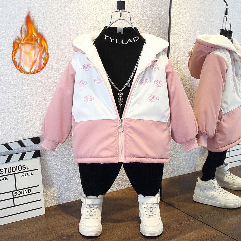 Повседневное толстое пальто для девочек 2025 года, зимнее детское флисовое пальто с подкладкой