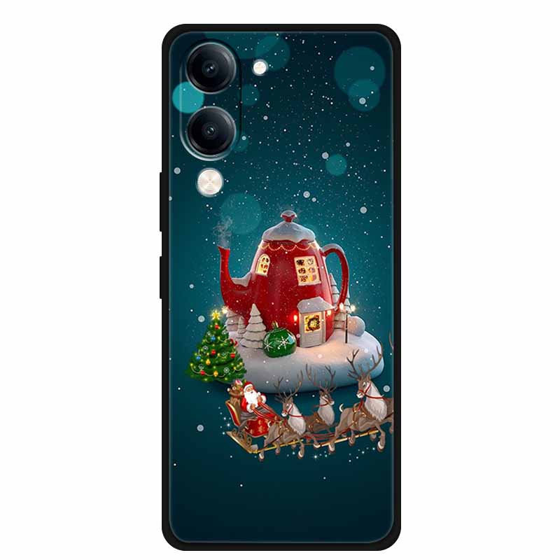 Christmas Case For Vivo Y04 Y04S Y37C Soft Silicone Phone Cover Funda For Vivo Y 04 04S 37C Black TPU Protective Bumper Casing
