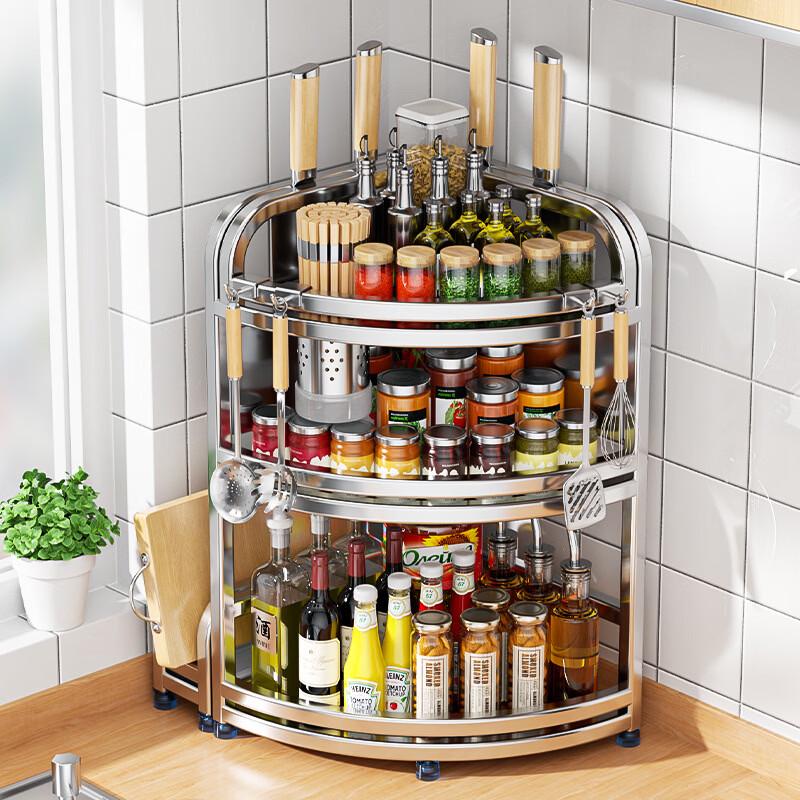 3-Tier Gunmetal Grey Kitchen Corner Storage Rack
