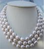 3 String 9-10mm Natural South Sea White Baroque Pearl Necklace 18-20"