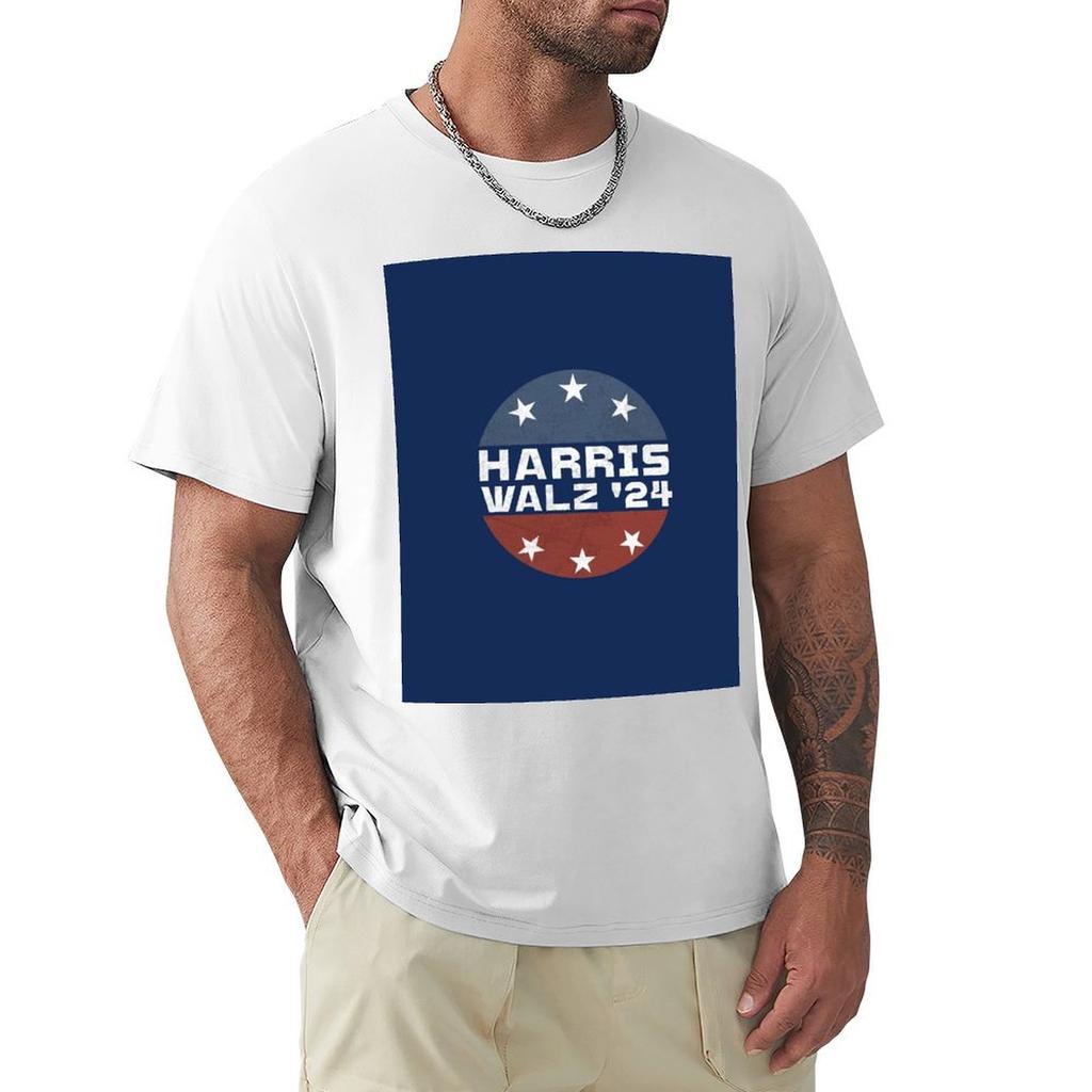 Harris Walz 2024 Vintage Campaign Tshirt Regular Fit Plain Tee Shirt