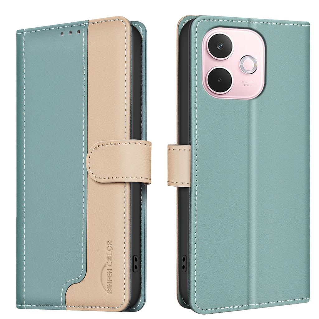 BINFEN COLOR BF33 For Oppo A5 Pro 5G Leather Case Splicing Color RFID Blocking Wallet Stand Phone Cover