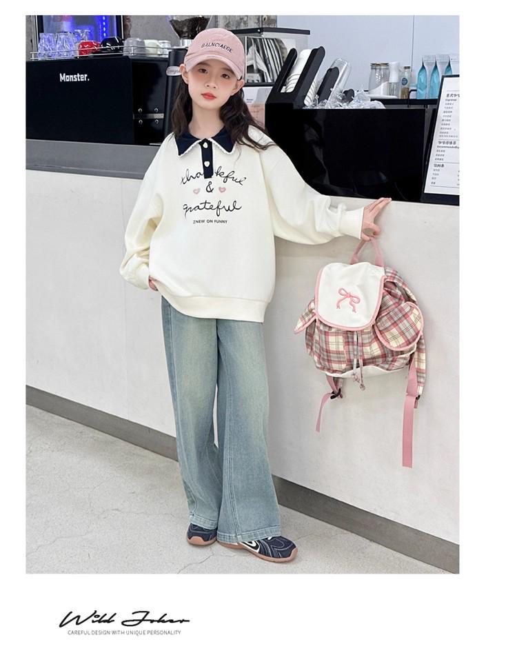 Универсальный стильный свитшот с воротником поло для девочек - Осенняя и весенняя мода