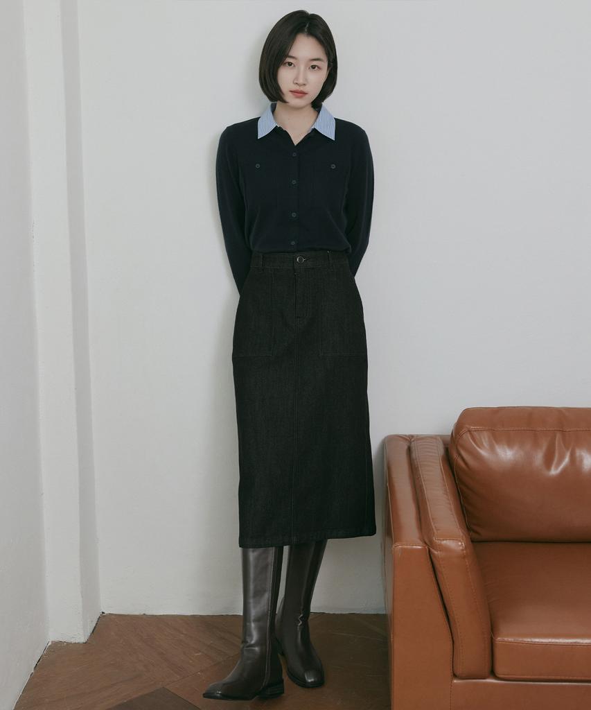 Mind Bridge Woman [W] H-Line Fatigue Denim Skirt
