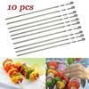 Новые практичные 10 шт. шампуров для барбекю из нержавеющей стали, палочки для жарки, шашлыки, плоские шампуры, иглы, оптовая продажа