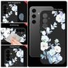 For Samsung S25 Ultra S24 FE S23 A56 A36 A16 A55 Phone Shell Floral Print Matte Lens Protection TPU Lanyard Soft Shockproof Silicone Slim Case Cover