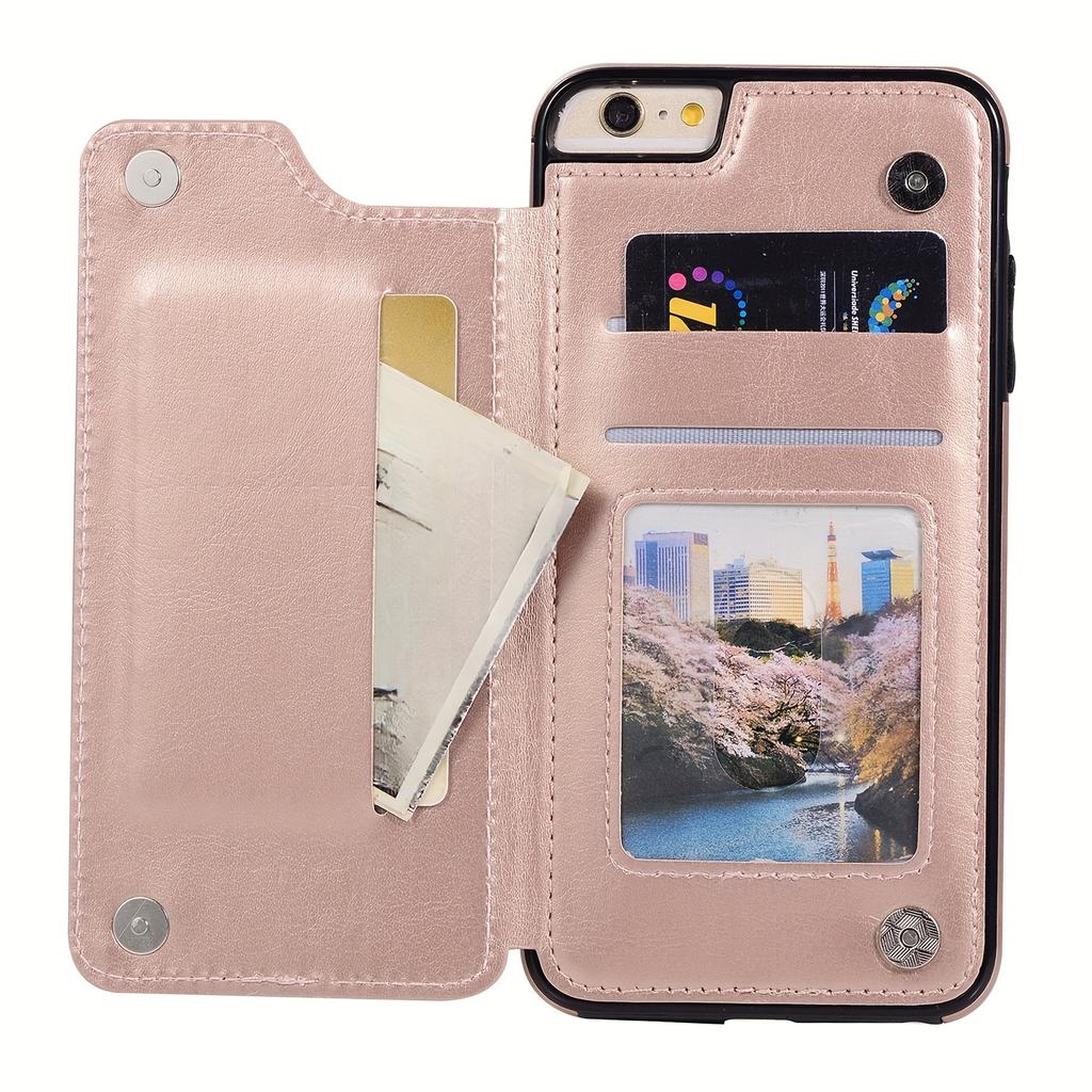 Чехол для телефона-кошелька с держателем для карт, чехол с подставкой для карт из искусственной кожи, двойной магнитной застежкой и прочным противоударным чехлом, для IPhone