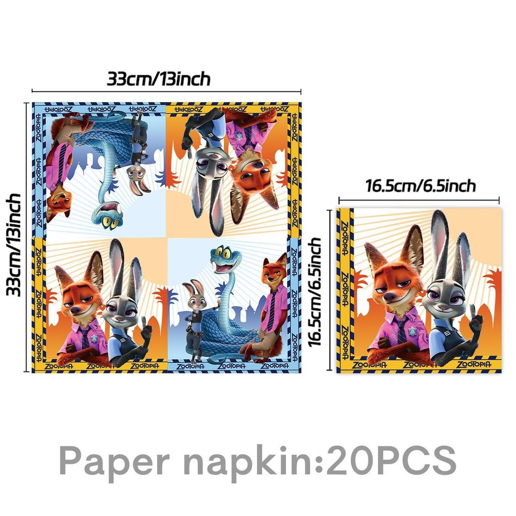 Zootopia Themed Birthday Party Decorations, Children's Birthday Banners, Paper Plates, Paper Cups, Tissues, Tablecloths, Power Strips, Party Supplies