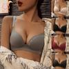 Women's Seamless Letter Print Bra Without Steel Ring Soft Ice Silk Bra Sexy Push-up Gather Bra
