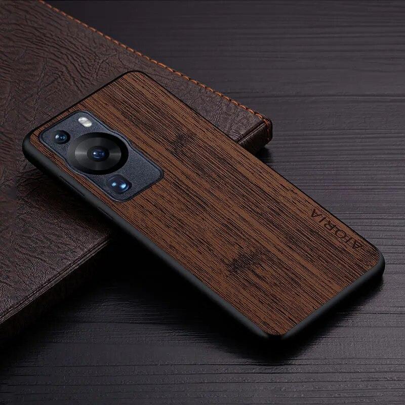 Case for Huawei P60 Pro P60 Funda Bamboo Wood Pattern Leather Phone Cover Luxury Coque for Huawei P60 Pro Case Capa
