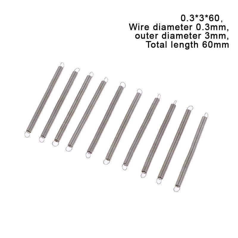 10 шт./лот, пружина растяжения 0,3 мм, удлинительная пружина из нержавеющей стали 304, наружный диаметр 3 мм-4 мм