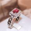 Exquisite Red and White Zircon Ring for Women's Silver Plated Wedding Bridal Ring Party Jewelry New Engagement Couple Ring