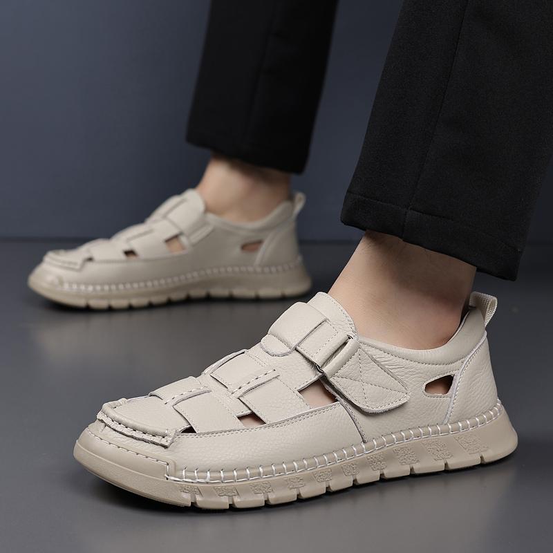 Fashion Beach Vacation Soft Sole Men Sandal New Summer Men Comfort Sandals Hollow Out Breathable Flats Leather Casual for Walking Shoes