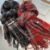 Korean Style Scarf Winter Warm Atmosphere  New Year and Christmas Warm Shawl  Student Retro Plaid Scarf
