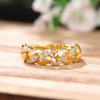 Huitan Chains Linked Design Gold Color Rings для женщин, девушек в стиле хип-хоп, модные аксессуары, сверкающие кубические цирконии, модные украшения