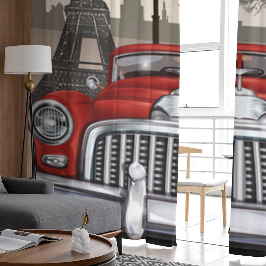 Парижское здание уличный фонарь красный грузовик прозрачные шторы для гостиной спальни тюлевые шторы кухонные оконные шторы панели