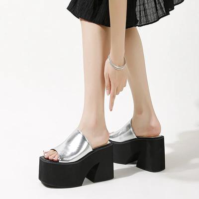 Мода 10 см Летние Слипоны Женские Босоножки на Платформе и Высоком Каблуке Модные С Открытым Носком Женские Повседневные Туфли Удобные Акция Распродажа