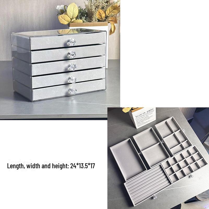 [Новинка 2024 г.] Бархатная шкатулка для украшений: Многоуровневый ящик для хранения сережек и браслетов