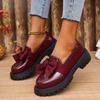 2025 Women's Loafers Round Toe Platform Sole Butterfly-knot One Kick Women Shoes Fashion All-match British Style Leather Shoes