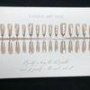 Blue Magic Cat Eye Mirror Powder Press-On Nails - French Crystal Stone Design, Long Cool Style Kit - 30 Pieces