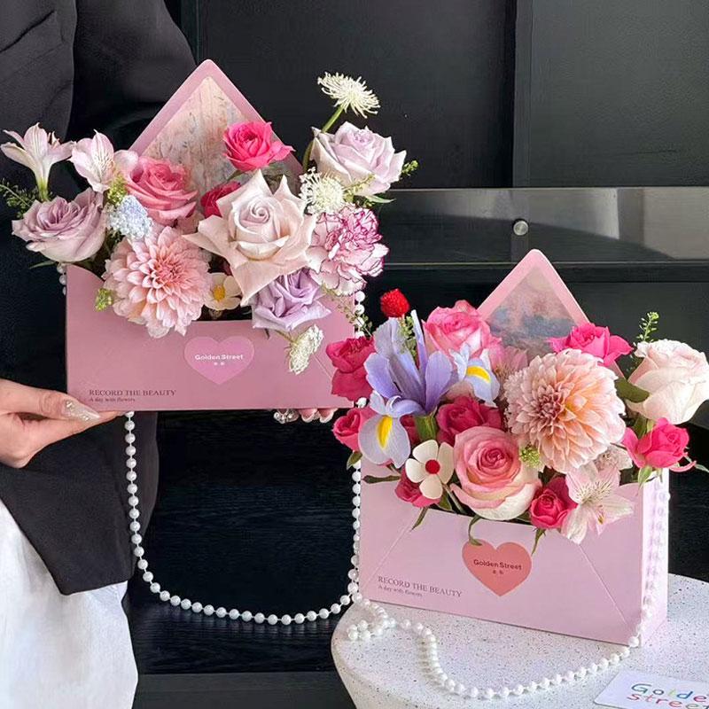 5Pcs Envelope Gift Box DIY Envelope Gift Paper Eco-Friendly Flower Box Bouquet Wrapping Printing