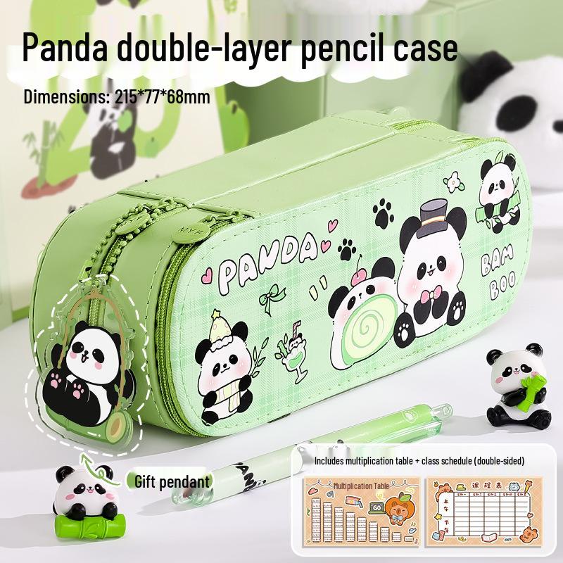 Мультяшный пенал Mu Yan Fang - Большой вместимости, Двухслойный, Стильный дизайн для учеников начальной школы