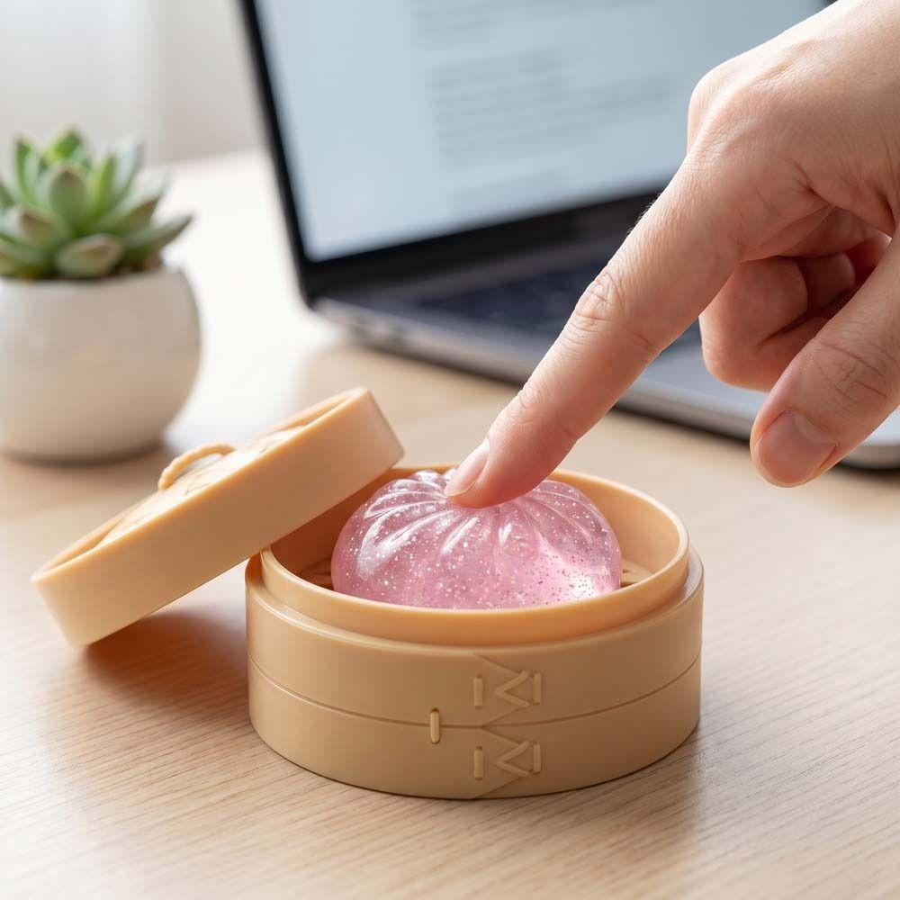 24pcs/set With Steamer Squishy Crystal Bun Soft Cute Fidget Sensory Toy Children Gift