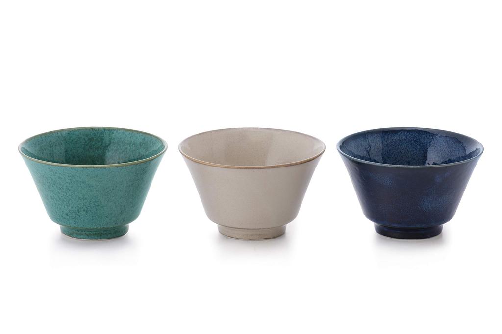 Высокая чаша натурального цвета, цвет индиго (3 набора) белый, зеленый,
