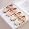 2024 Girls Mary Janes Chinese Style Shallow Flowers Embroidery Hook & Loop Children Fashion Casual Shoes Drop Shipping Platform