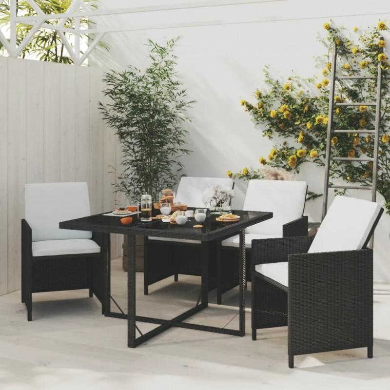 Day and Night - Day and Night 5-piece Garden Dining Set with Black Synthetic Rattan Cushions