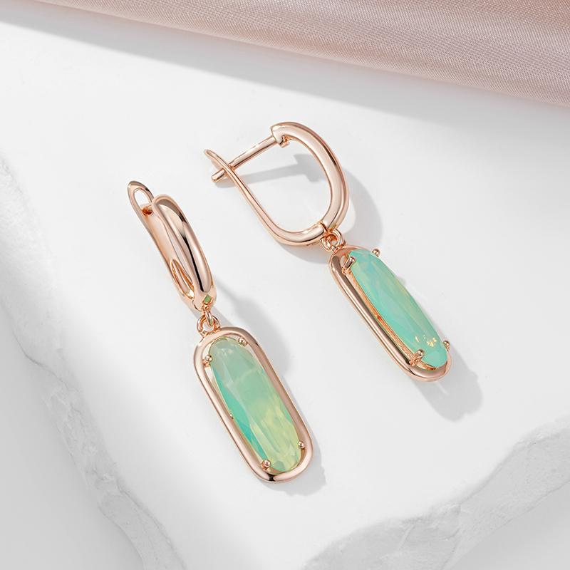 Kinel элегантные зеленые длинные серьги с натуральным цирконом для женщин, роскошные ювелирные изделия для вечеринки и свадьбы