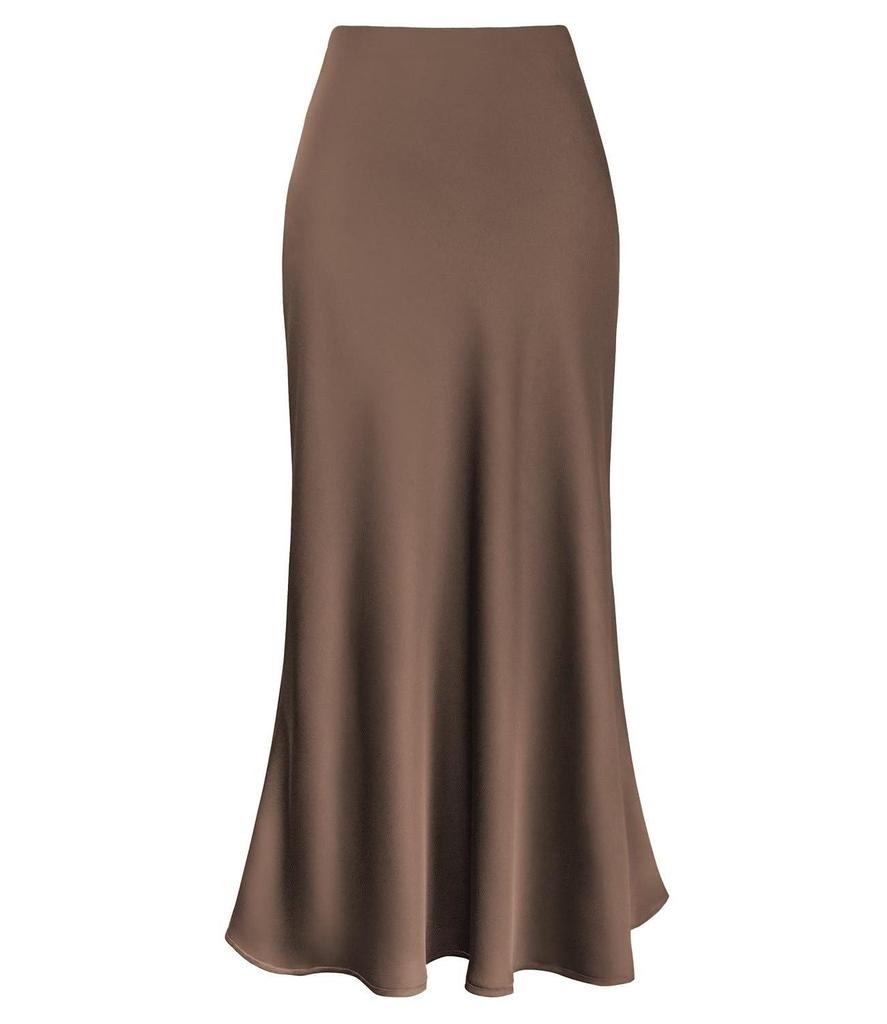 Элегантная юбка-годе из шелковистого ацетата с высокой талией для весны и лета