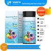 50-Pack 7-in-1 Water Quality Test Strips for Swimming Pools, Drinking Water, Fish Ponds, Hot Springs - Detect Residual Chlorine, pH Levels
