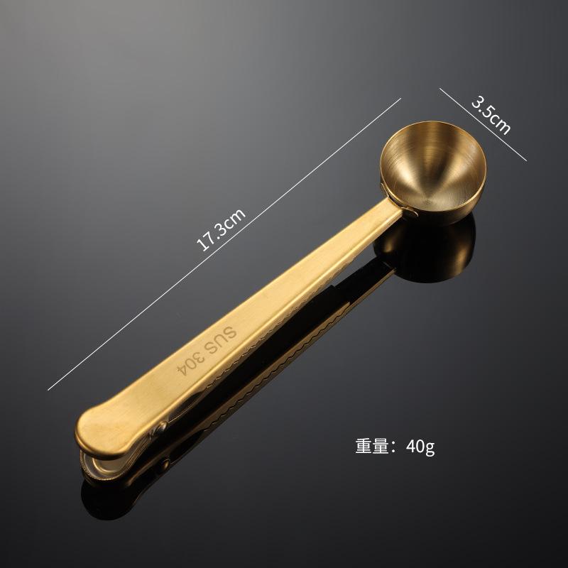 Зажим для кофейной ложки из нержавеющей стали 430, многоцелевой зажим для запечатывания пакетов, титановое покрытие PVD, розовое золото, черный цвет