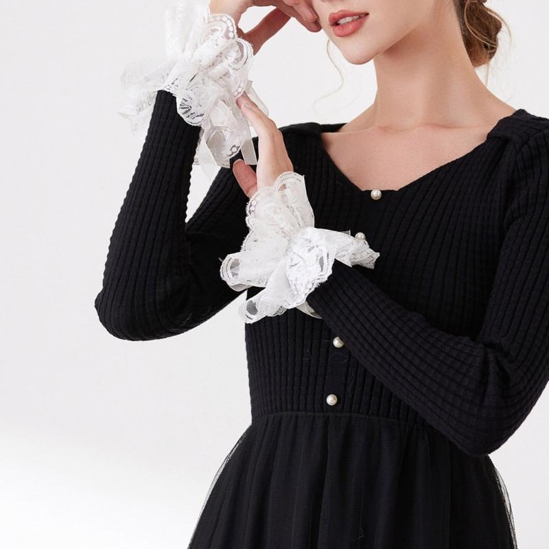 Маникюрные рукава с кружевной отделкой, Декор для ногтей, Сетчатые манжеты, Романтические нарукавники для особых случаев и маскарадных костюмов