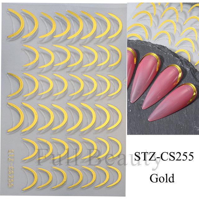 Nail Art Sticker, French Bronzing Scribbled Metal Gold Line Adhesive Nail Sticker
