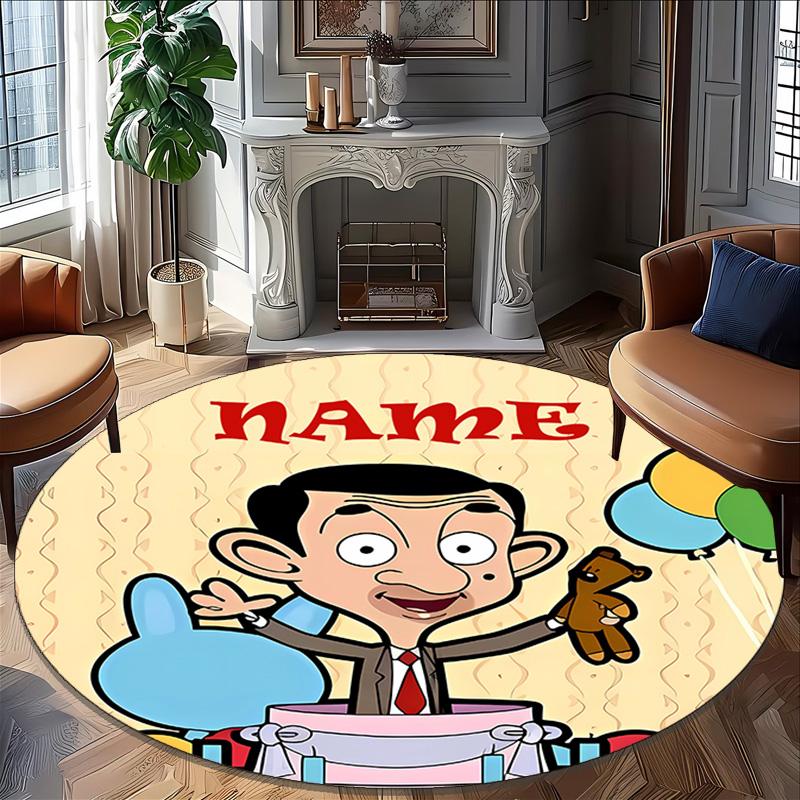 Customizable M-Mr Bean1 Round Non-Slip Carpet - Ideal for Garden, Picnic, Office, Perfect for Decoration, Suitable For All Seasons